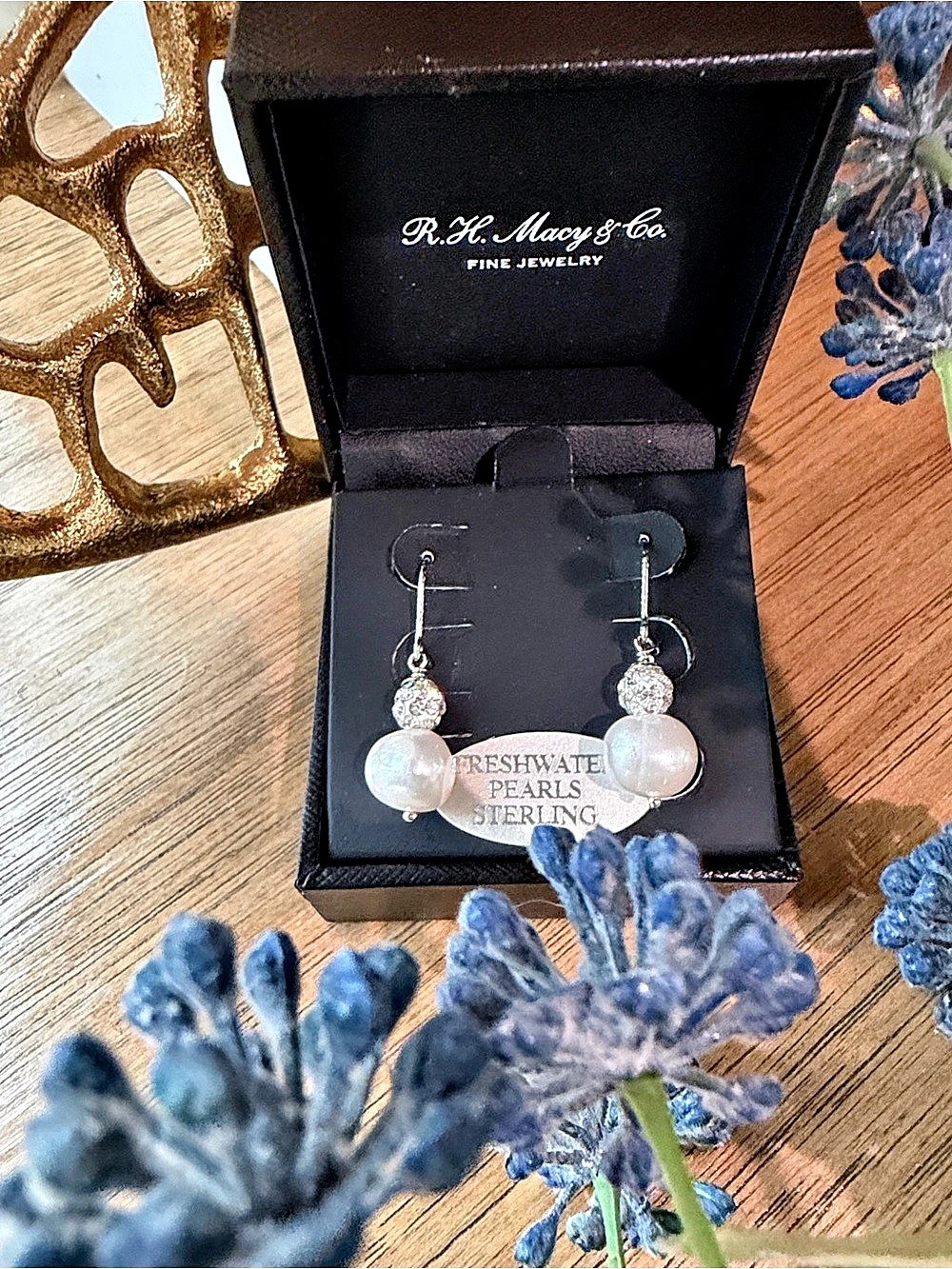 R.H. Macy & Co. Freshwater Pearl Sterling Silver Earrings NWT
